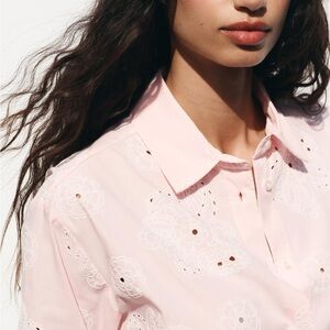 Zara Elegant Pink Eyelet Women's Top